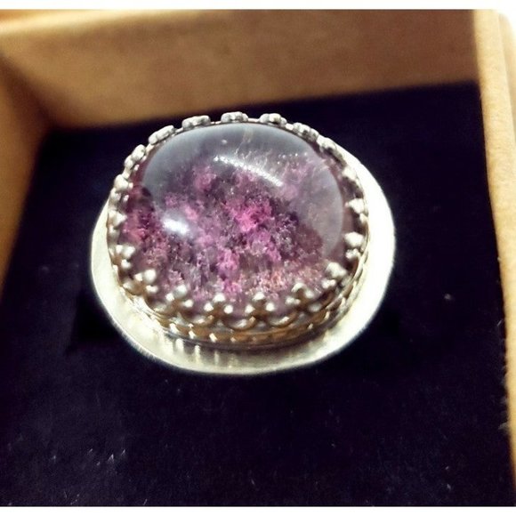 Hand Crafted Jewelry - Pink lodolite garden quartz crystal ring sterling silver 925 statement ring